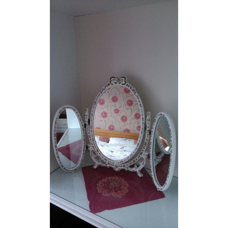 Mirror for dressing table - French style, shabby chic triple mirror