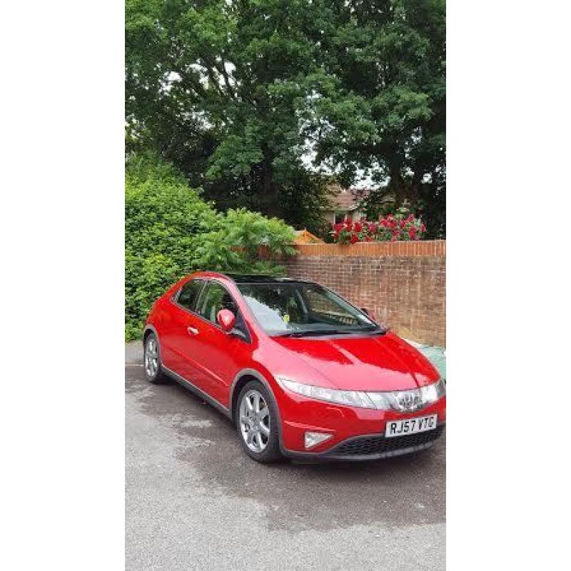 2007 HONDA CIVIC HATCHBACK IN RED ONLY 2 OWNERS