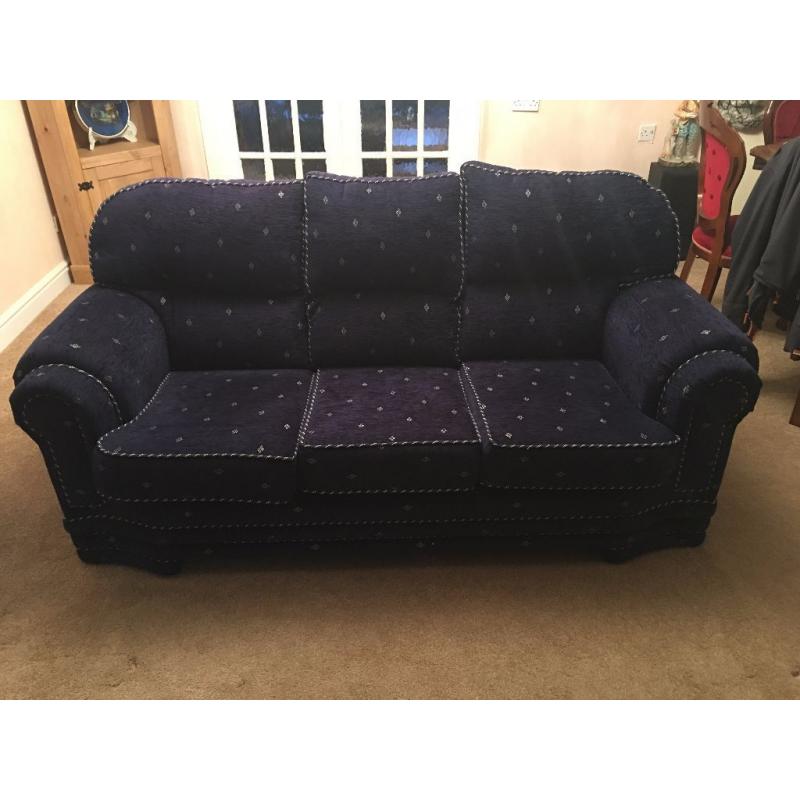Large Blue Sofas Like Brand New! x3 complete with x3 Foot Stools