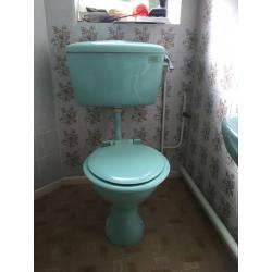 Armitage Shanks Turquoise toilet and sink 1970's