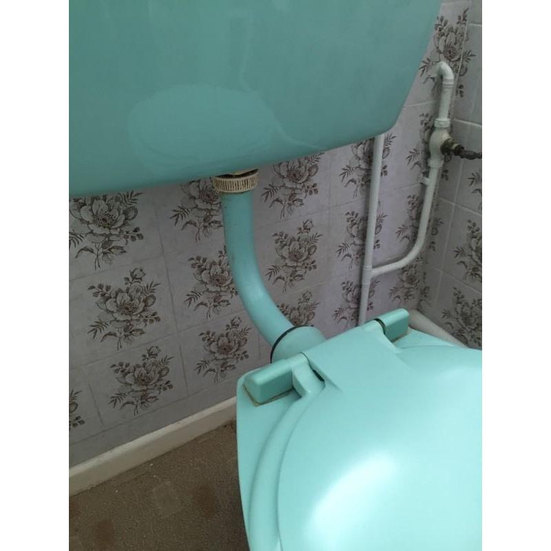 Armitage Shanks Turquoise toilet and sink 1970's