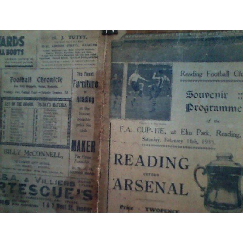 PRE WAR FA CUP FOOTBALL PROGRAMME READING F.C. v ARSENAL 1935