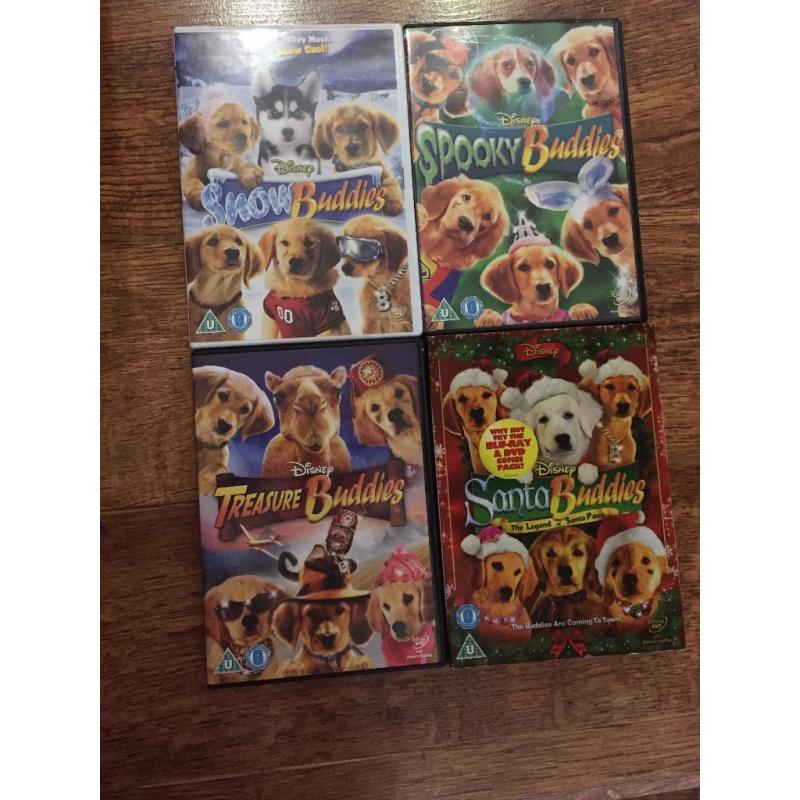 Disney Snow Buddies, Disney Santa Buddies, Disney Spooky Buddies, Disney Treasure Buddies DVDs