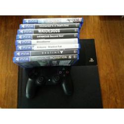 Ps4 500GB, 1x controller, 8x games