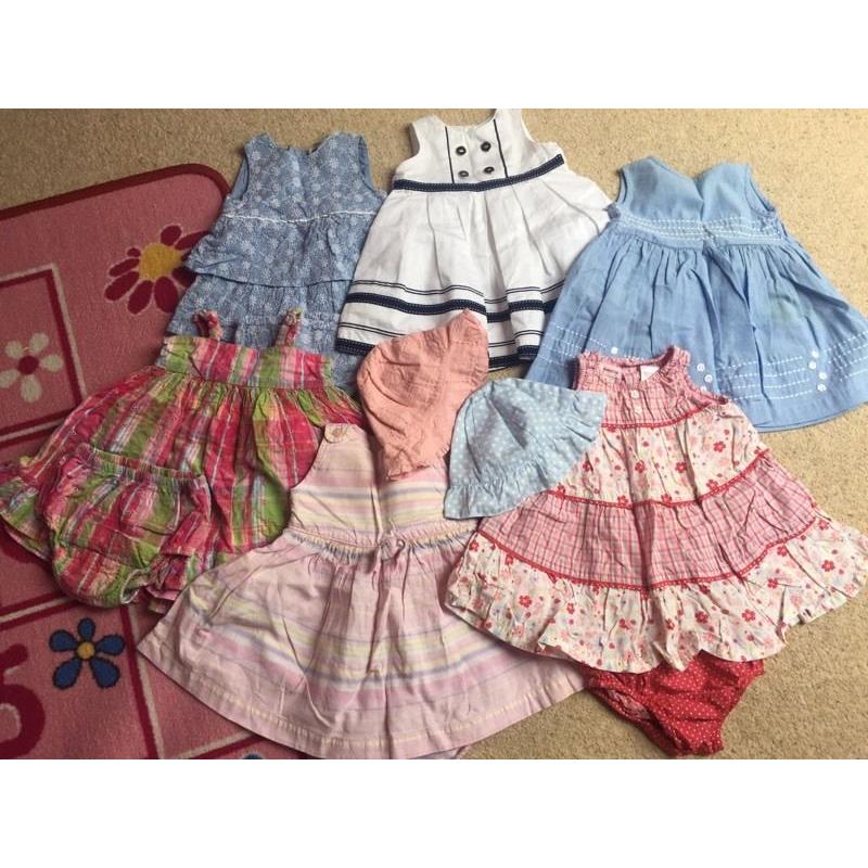 Baby girls dresses and hats for 0-3 and 3-6 months