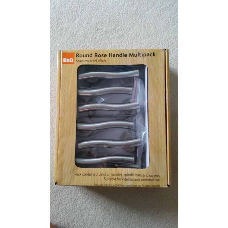 B&Q stainless steel handle multipack (3 pairs) - unopened