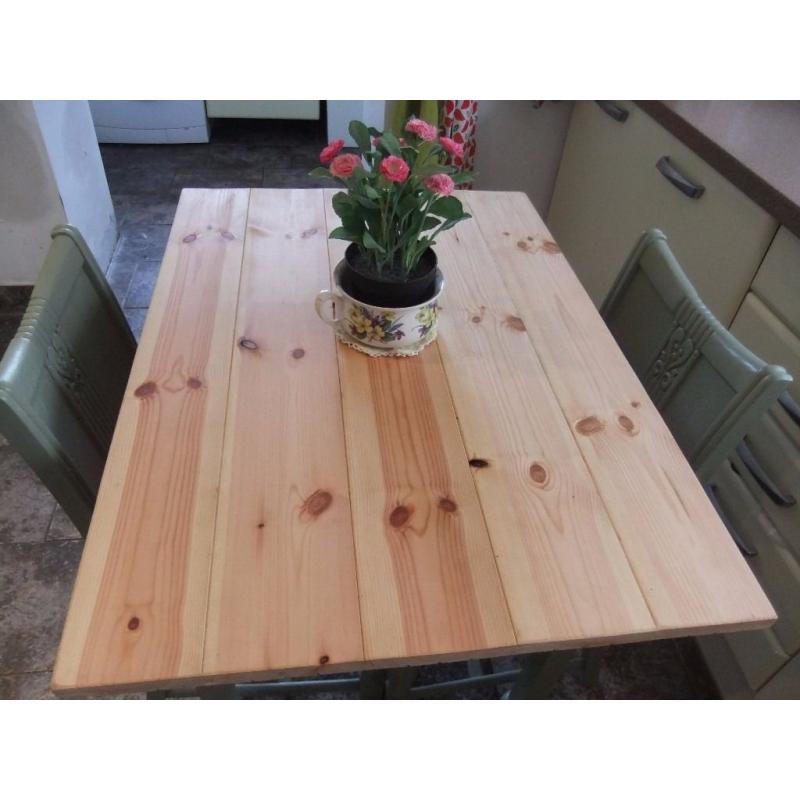 small pine kitchen table and 2 chairs