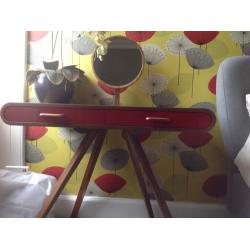 Fonteyn Walnut Dressing Table with Red Drawers