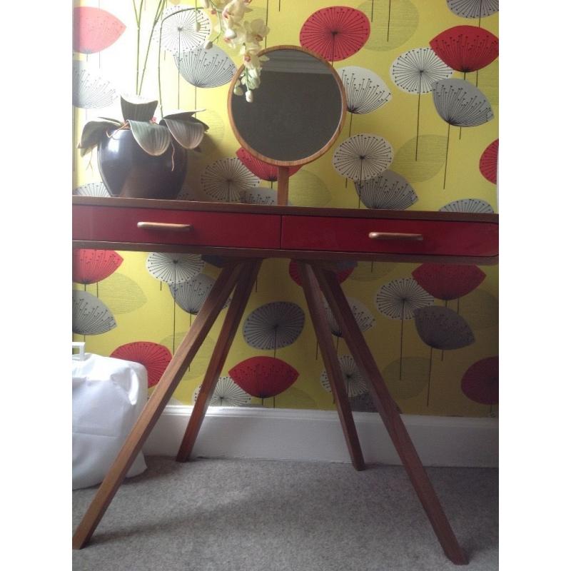 Fonteyn Walnut Dressing Table with Red Drawers