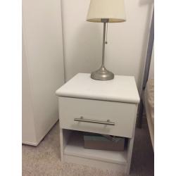 White wardroabe and two bedside cabinets