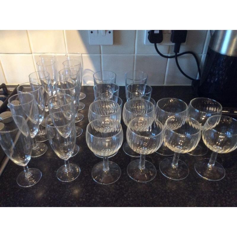 Selection of wine / champagne flutes / party glasses