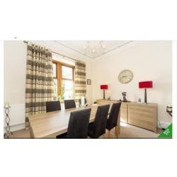 Large Dining Table,6 Chairs and matching sideboard. Light walnut.