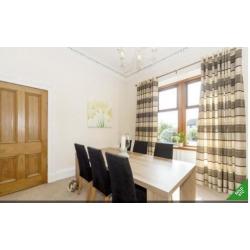 Large Dining Table,6 Chairs and matching sideboard. Light walnut.