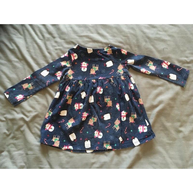 Girls Navy Christmas Dress 12-18m