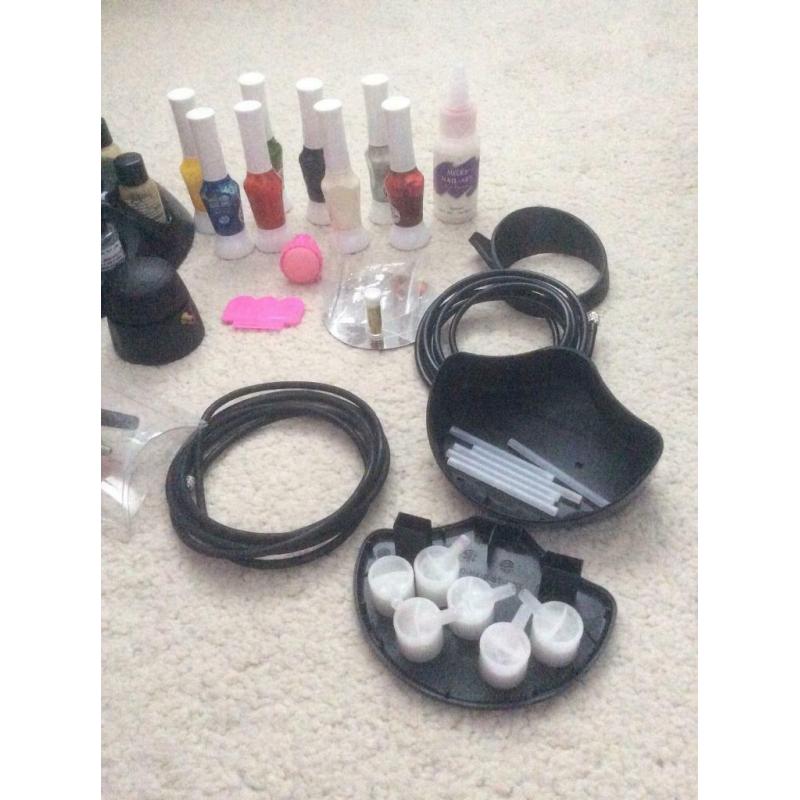 REDUCED FROM ?12... Nail art job lot mixed items including air gun?