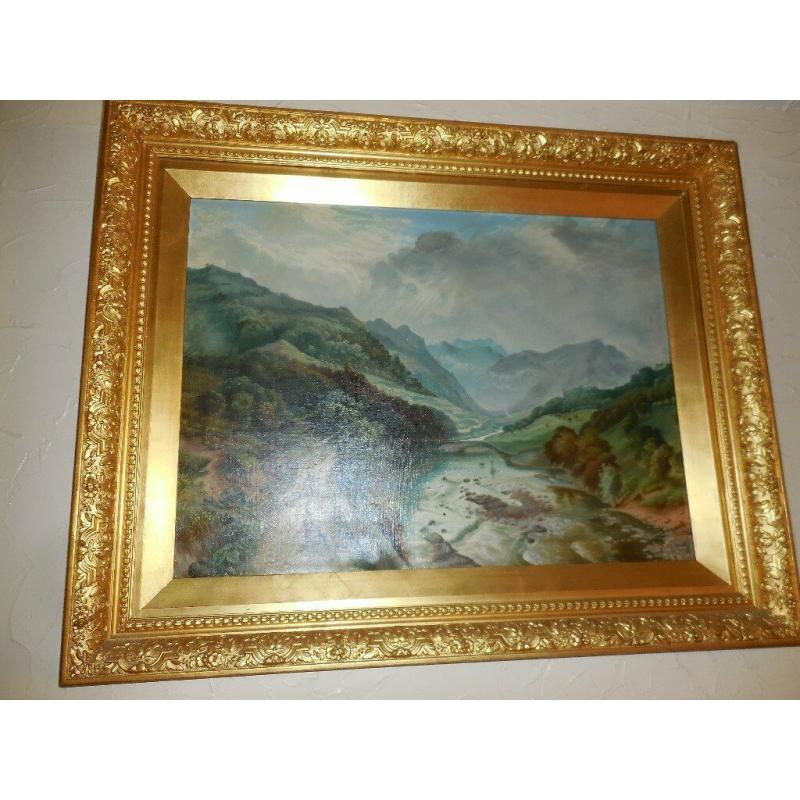 S yates Oil Painting Goldframe Derbyshire peaks