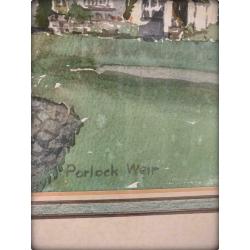 Framed Mounted Water Colour Painting of Porlock Weir, Somerset signed Peter McLoughlin