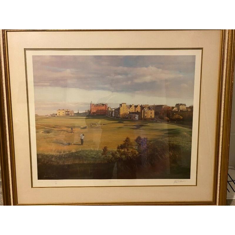 Large Framed Graham Baxter Print of St Andrews Old Course 1988