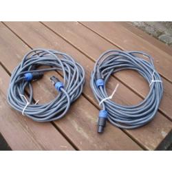 SPEAKER CABLES x 2 USED - SPEAKON PLUG TO SPEAKON PLUG 10 metre - PRO HEAVY DUTY