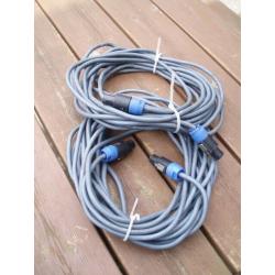 SPEAKER CABLES x 2 USED - SPEAKON PLUG TO SPEAKON PLUG 10 metre - PRO HEAVY DUTY