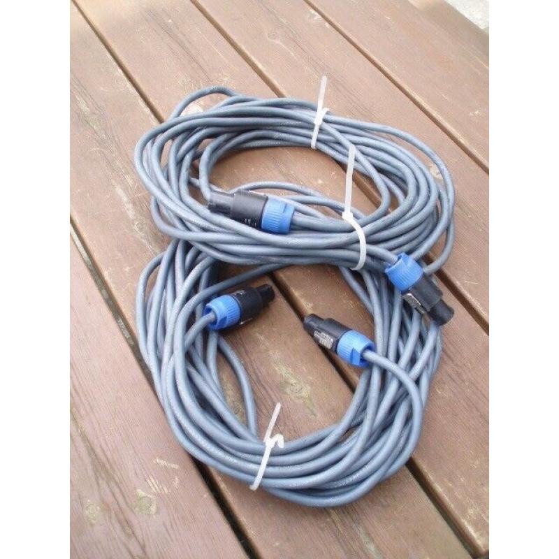 SPEAKER CABLES x 2 USED - SPEAKON PLUG TO SPEAKON PLUG 10 metre - PRO HEAVY DUTY