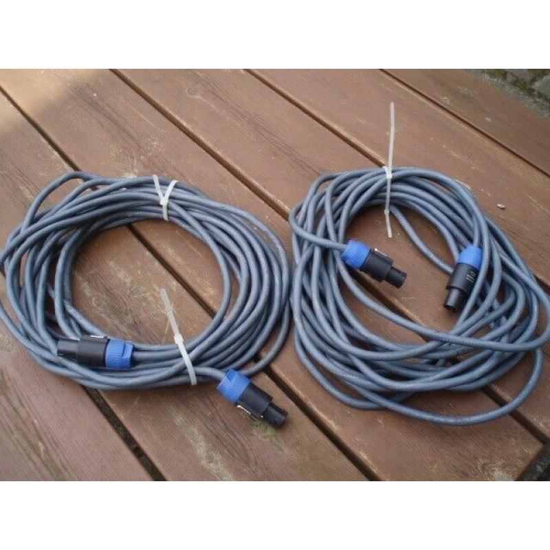 SPEAKER CABLES x 2 USED - SPEAKON PLUG TO SPEAKON PLUG 10 metre - PRO HEAVY DUTY