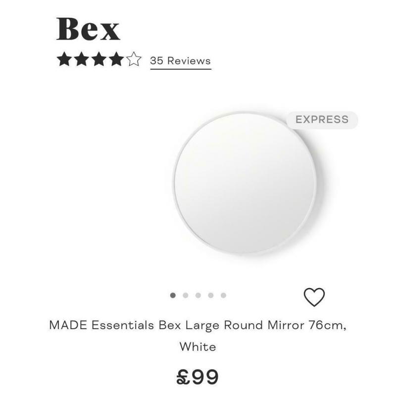 MADE - MADE Essentials Bex Large Round Mirror 76cm, White - RRP: ?99